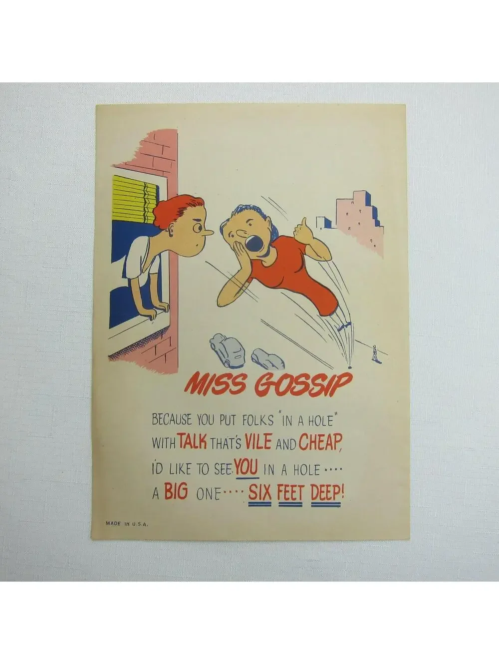 Vintage Vinegar Valentine Miss Gossip Penny Dreadful Sarcasm Insult Ephemera